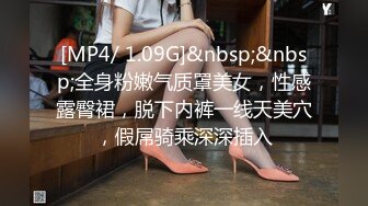 [MP4/ 1.09G]&nbsp;&nbsp;全身粉嫩气质罩美女，性感露臀裙，脱下内裤一线天美穴，假屌骑乘深深插入